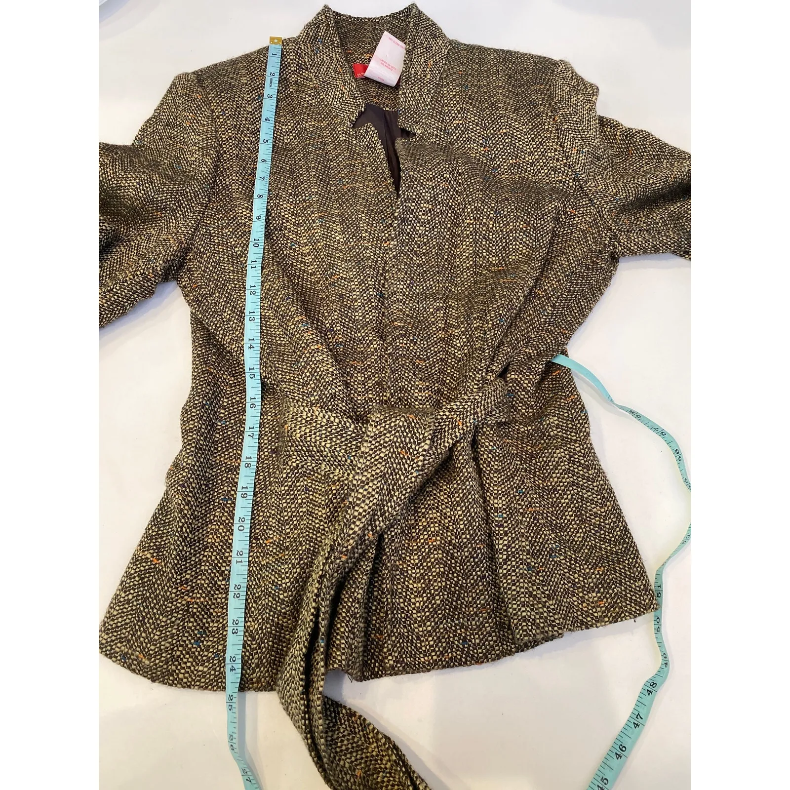 Oscar by Oscar De La Renta Blazer w/ Belt EUC Sz 10 Tweed Multicolored Brown Tan - Image 10