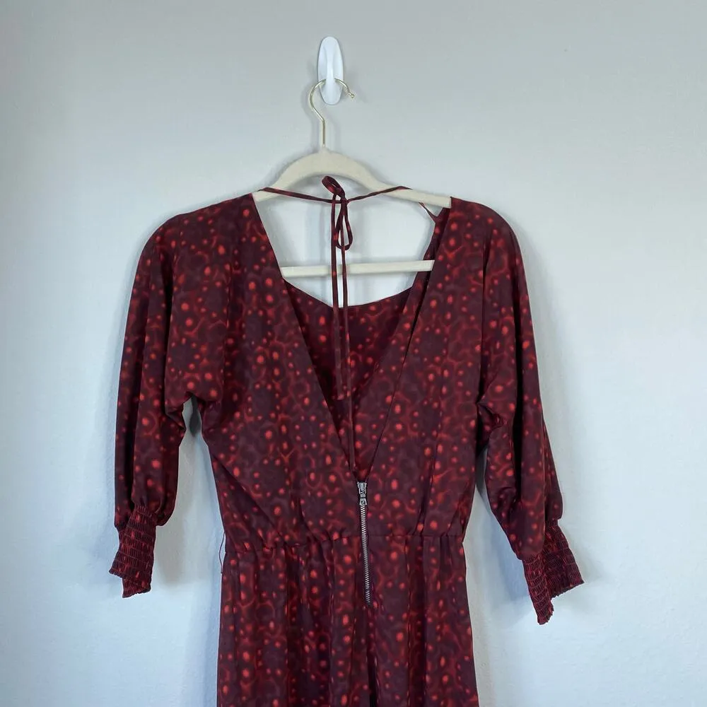 ALICE & OLIVIA Leiby Wide Leg Jumpsuit in Bordeaux Dot Size Medium - Image 9