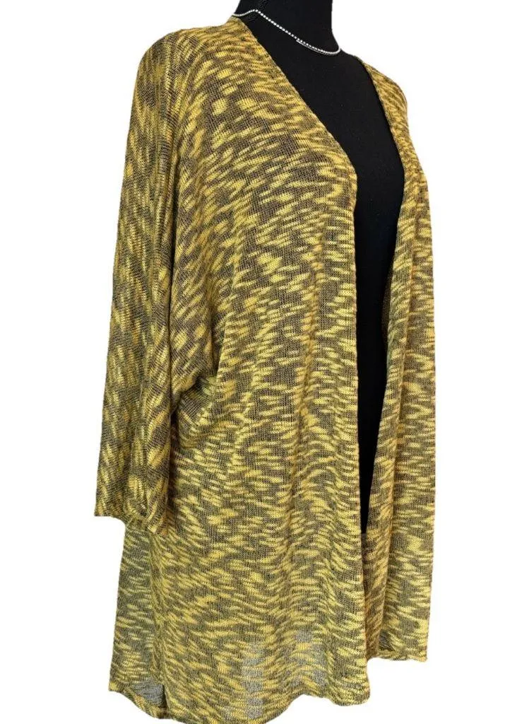 LuLaRoe Yellow Speckled Cardigan | Size Medium | Open Front Stretch Knit - Image 2