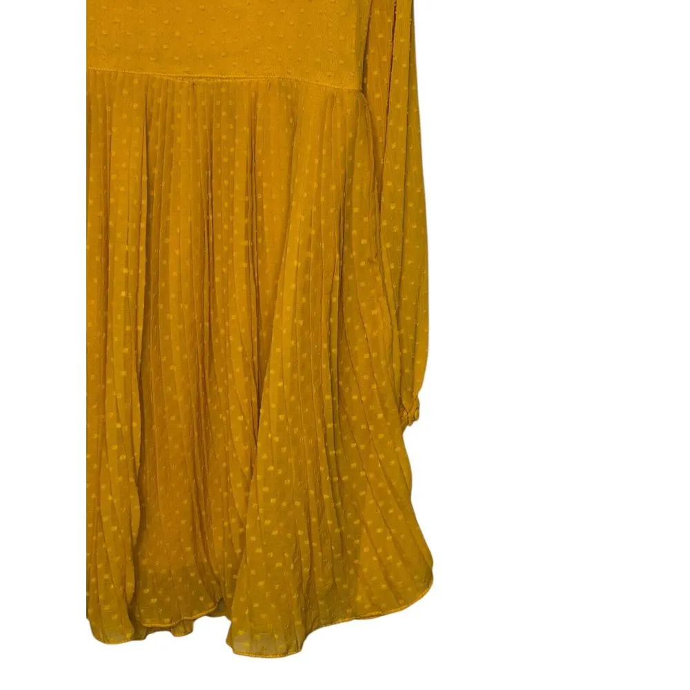 Zara Women's Dress Mini Polka Dot Lace Pleated Hem V-Neck Balloon Sleeve‎ Medium - Image 9