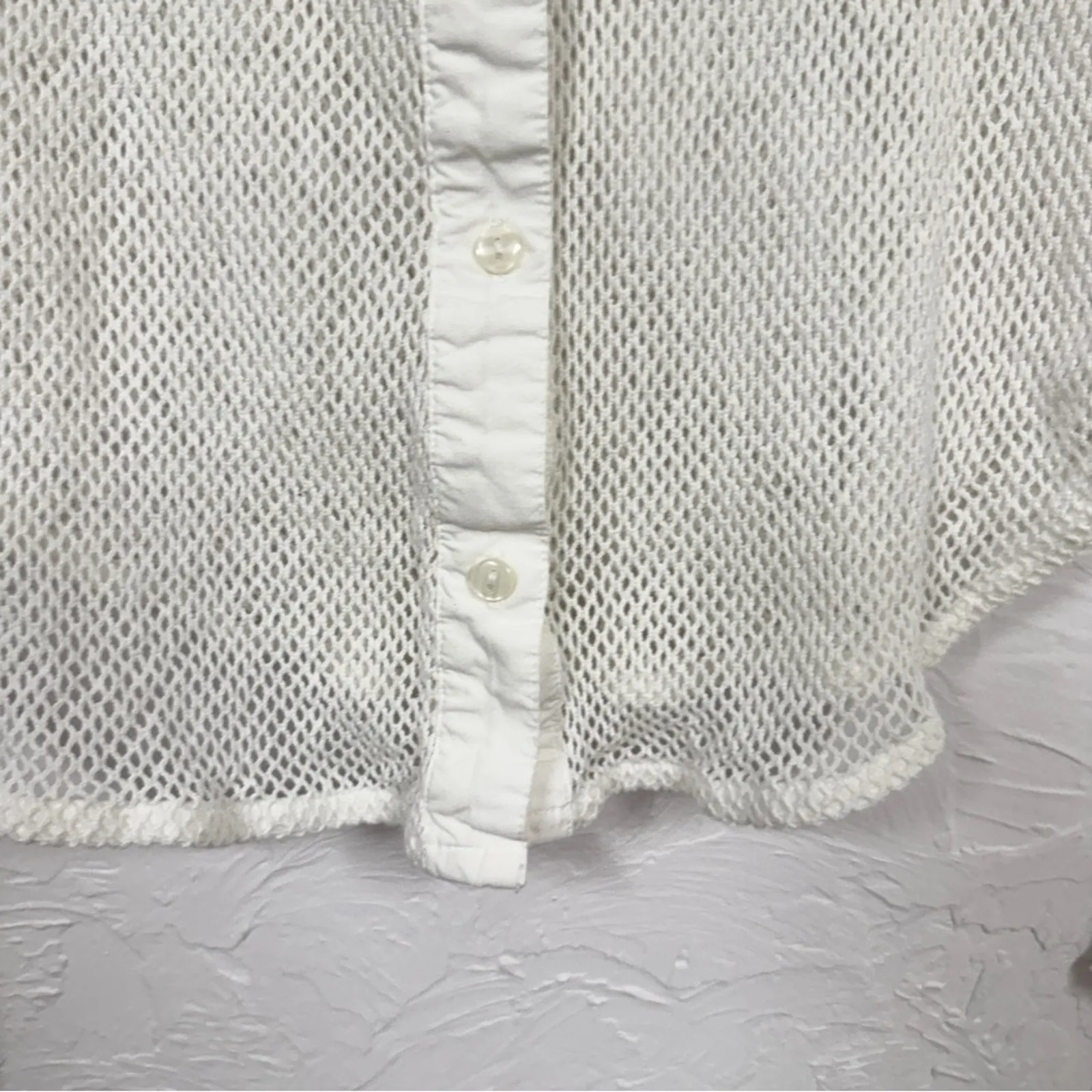 Free People White Crochet Long Sleeve Blouse Womens S Festival Boho Sheer Beachy - Image 7