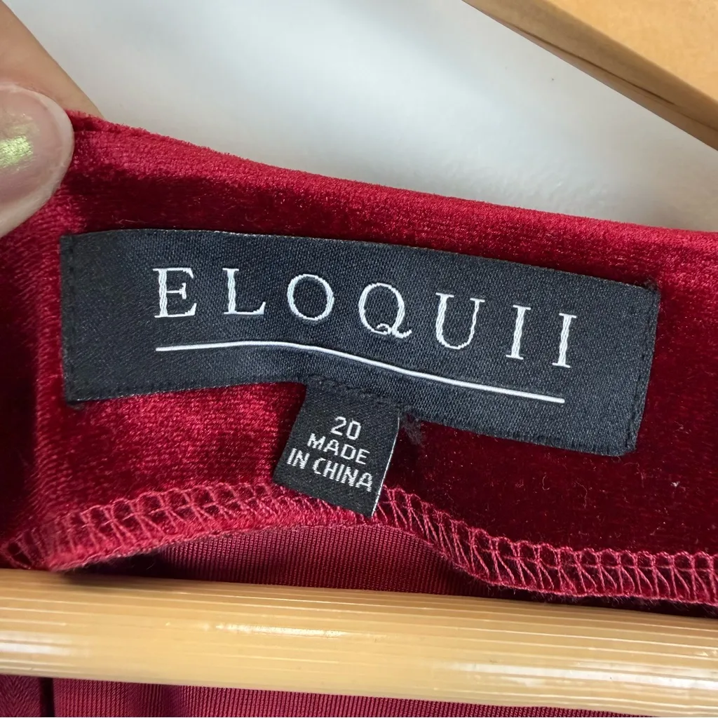 Eloquii Velvet Puff Sleeve Wrap Midi Dress Size 20 Holiday Special Occasion Wine - Image 7