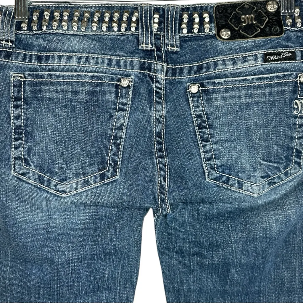 Miss Me Straight Bling Belt Rhinestone Studded Distressed Jeans Size 29 - Image 2