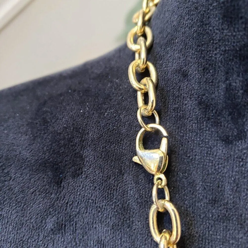 Womens Gold Tone Brass 3 Triangle Chain Necklace Jewelry with Lobster Clasp - Image 6