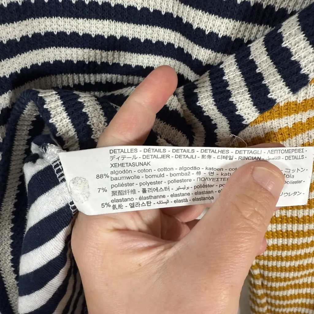 Zara Women’s Cropped Striped Turtleneck Sweater Navy/White/Yellow M - Image 9