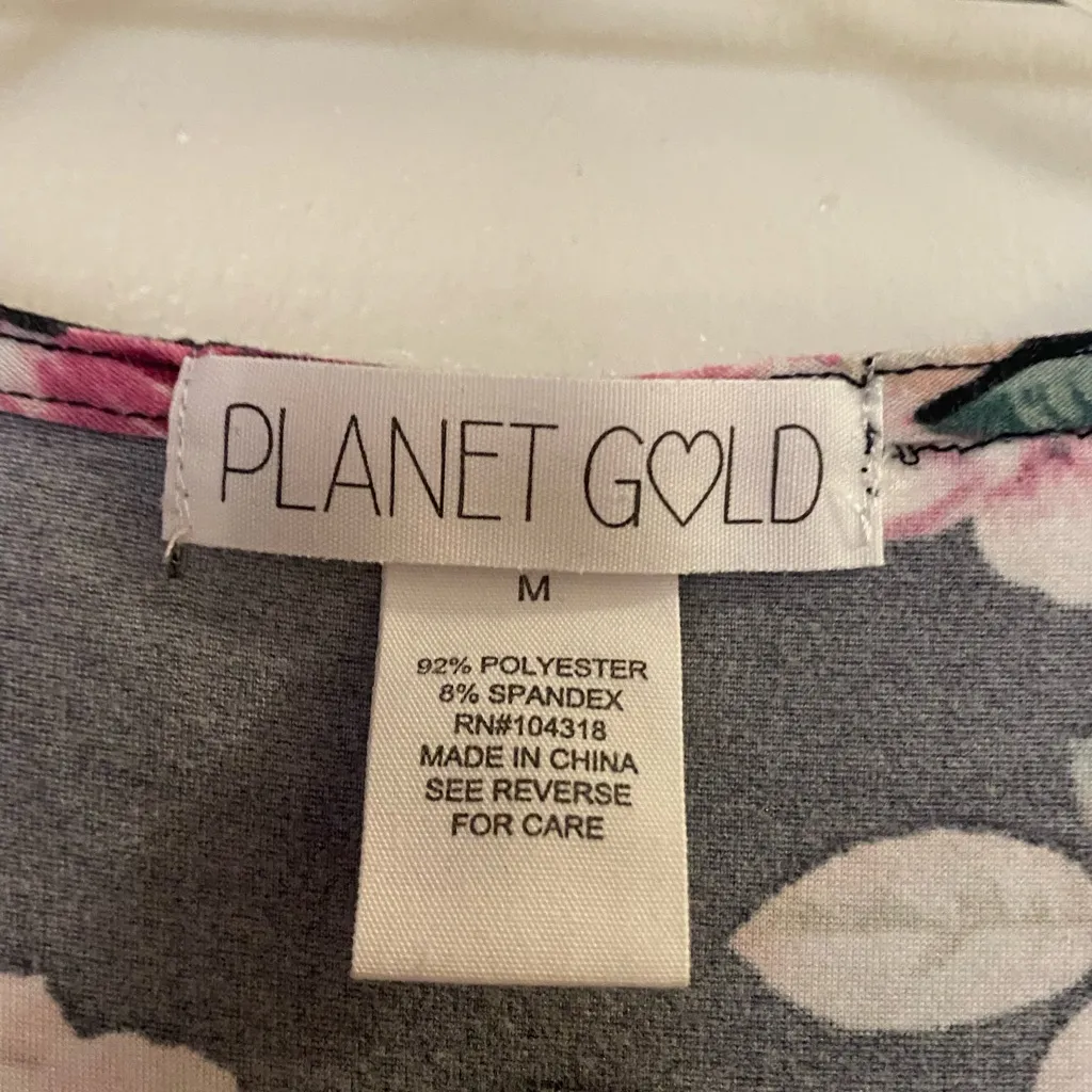 Planet Gold Womens Black Floral Mini Dress M 3/4 Sleeves Padded Bust V Neck - Image 2