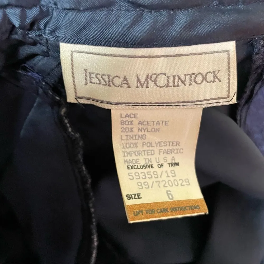 Jessica McClintock Vintage High‎ Neck Basque Drop Waist Lace Princess Dress 6 - Image 6