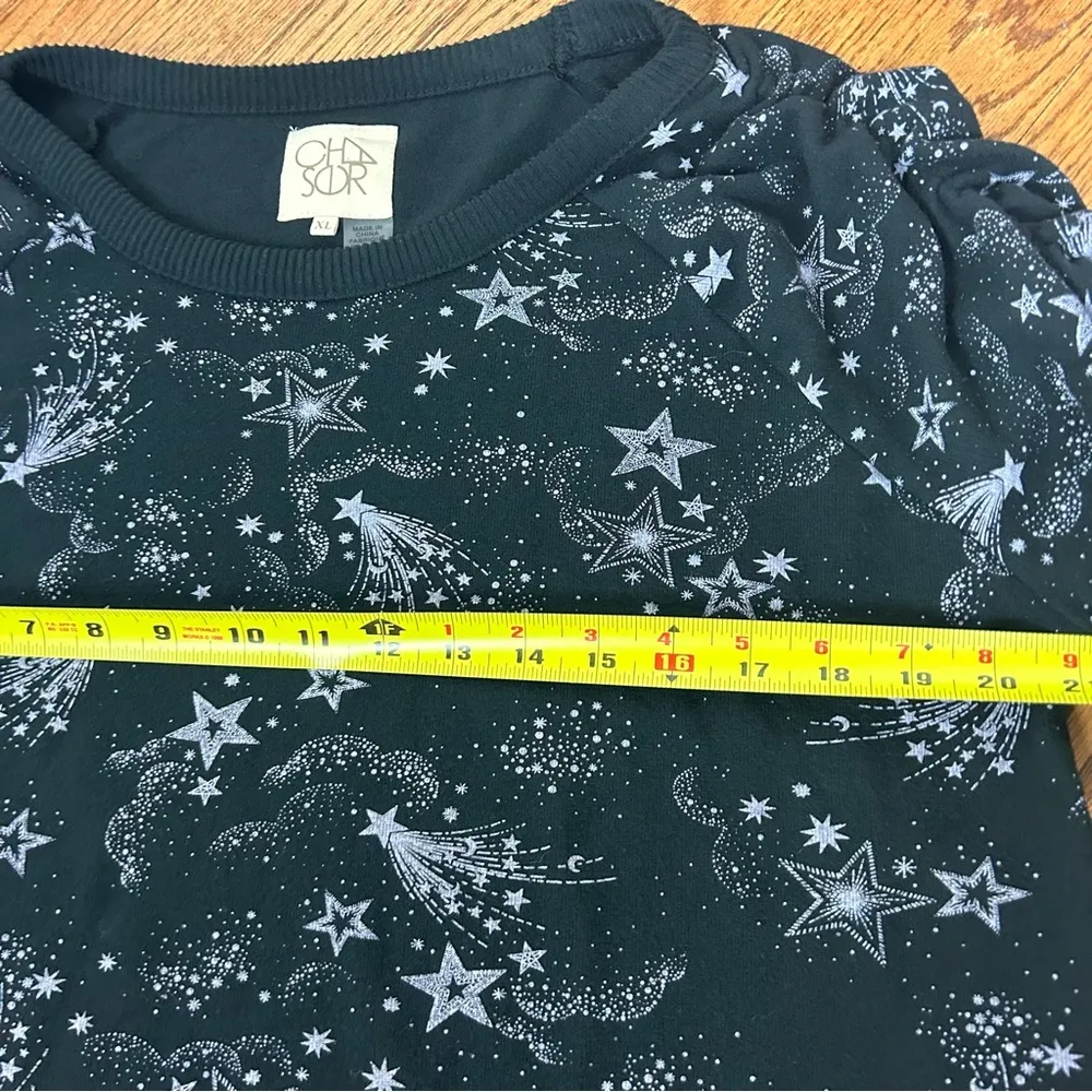 Chaser | Shirred Sleeve Mystical Star Print Whimsical Sweatshirt Size XL - Image 10