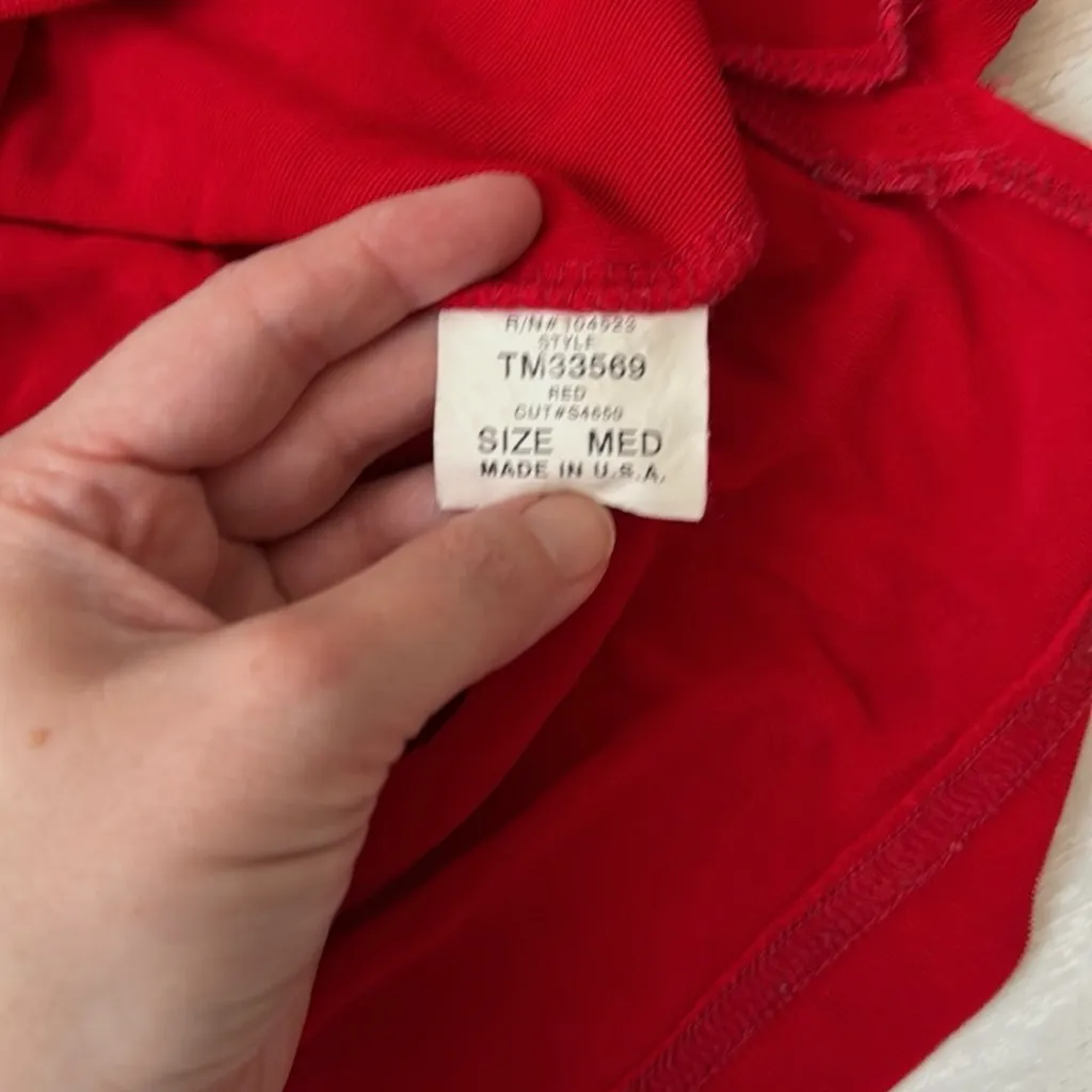 Women’s M Red Bedazzled Heart Shirt Mark Singer Long Sleeves Size Medium Top - Image 4