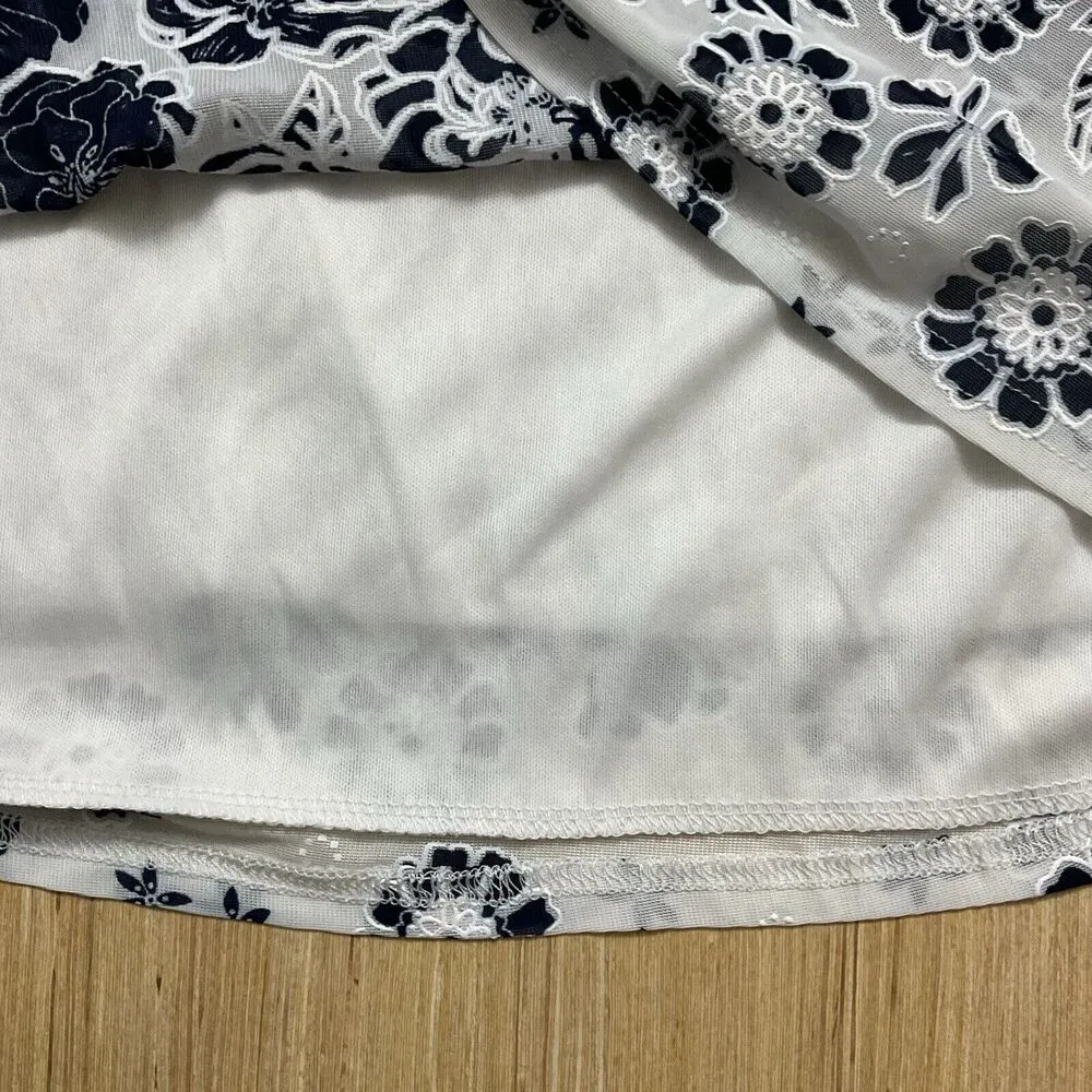 Siren Lily Dress Blue White Floral Motif Size 1X Bell Sleeve Midi Dress Fairy - Image 9