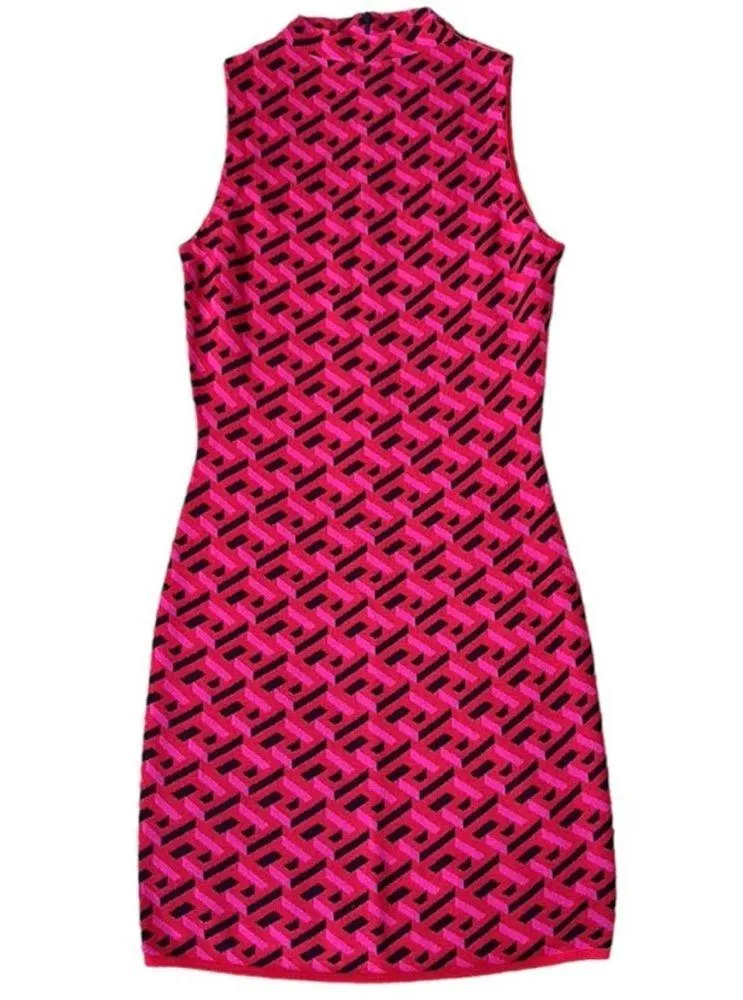 Like New VERSACE La Greca Jacquard Mini Dress
Parade Red Sz. XS Retail $1895.00 - Image 7