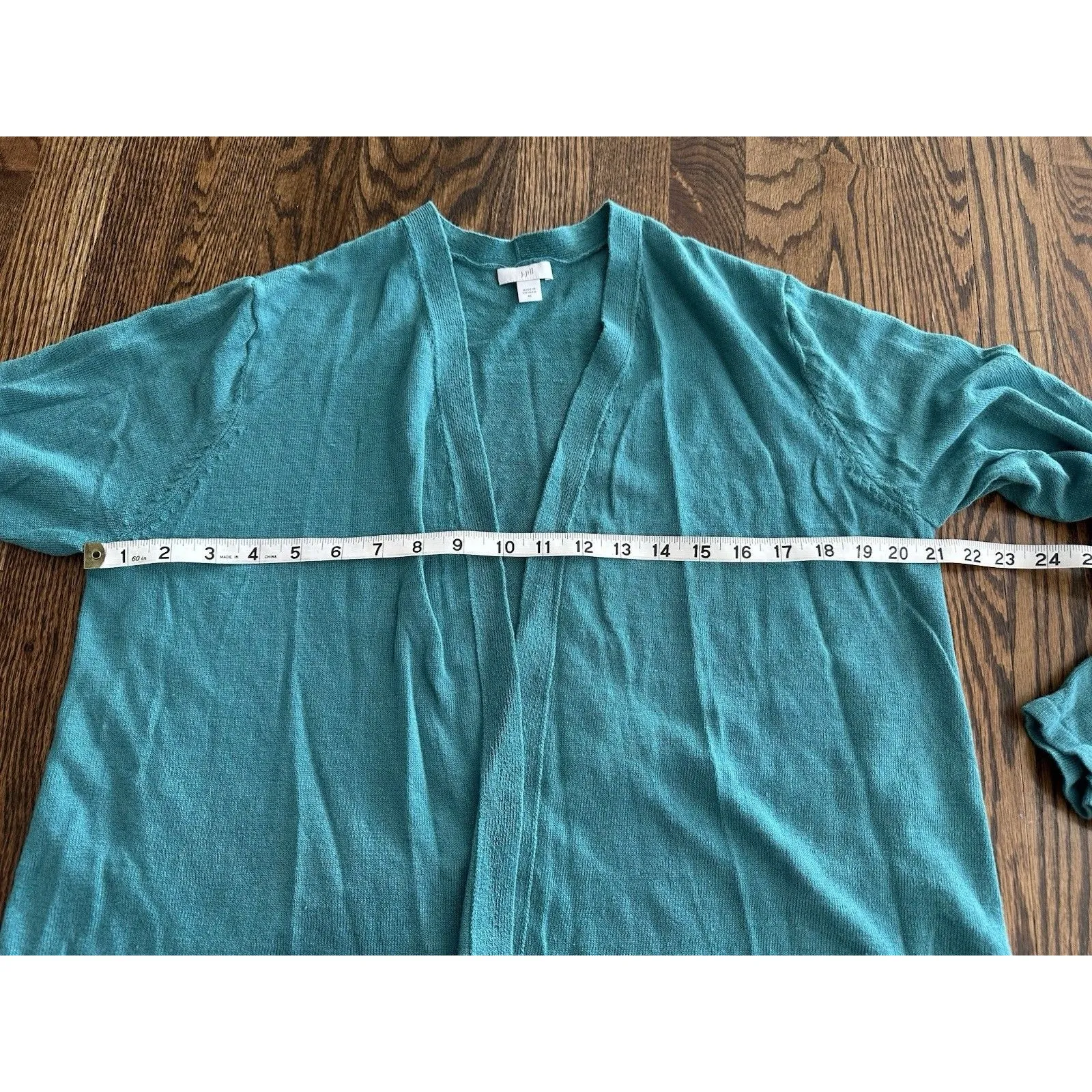 J. Jill Linen Blend Open Front Cardigan Size XL Green Beachy Coastal Vacation - Image 6