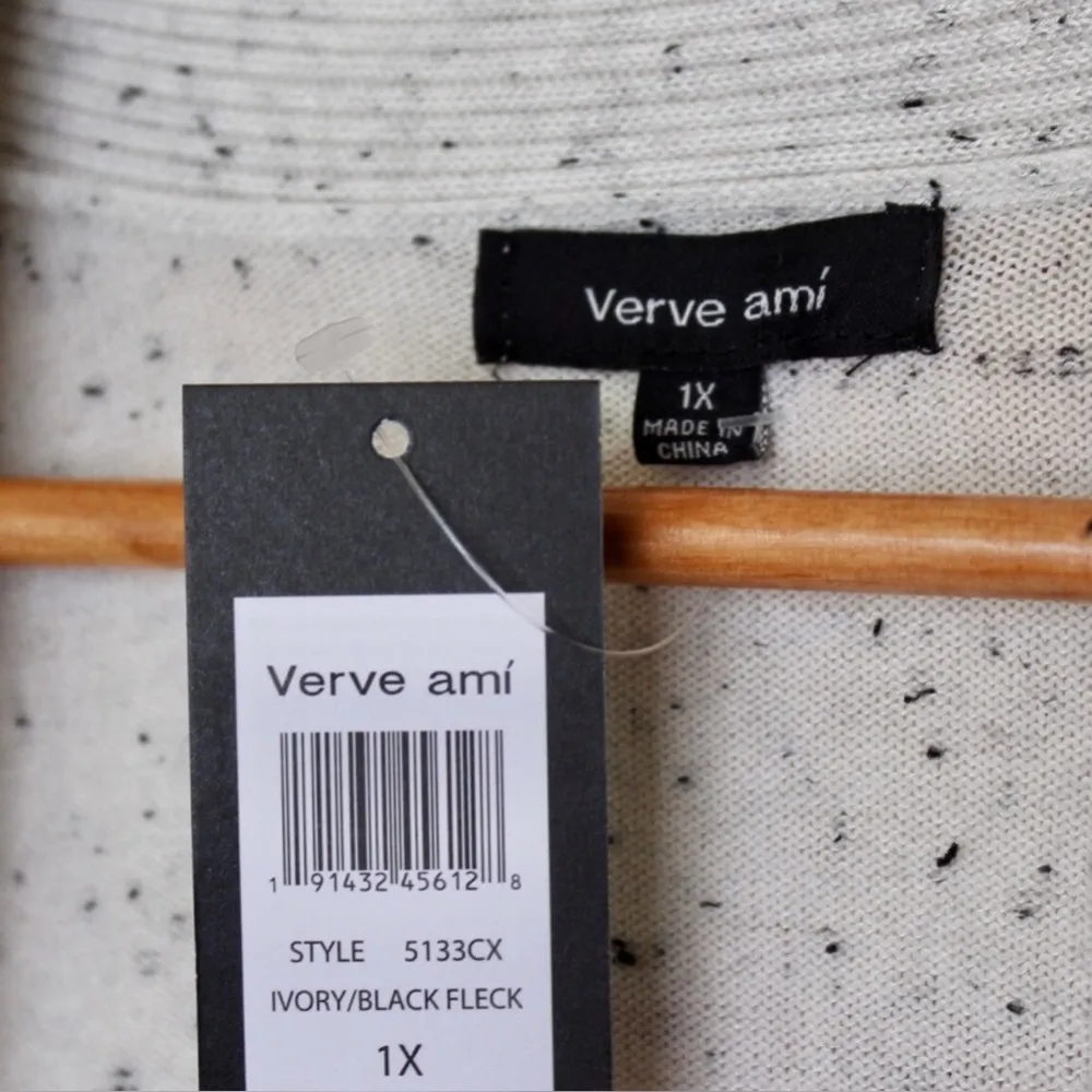 Verve Amí | Ivory / Black Fleck Drape Front cardigan - Image 5