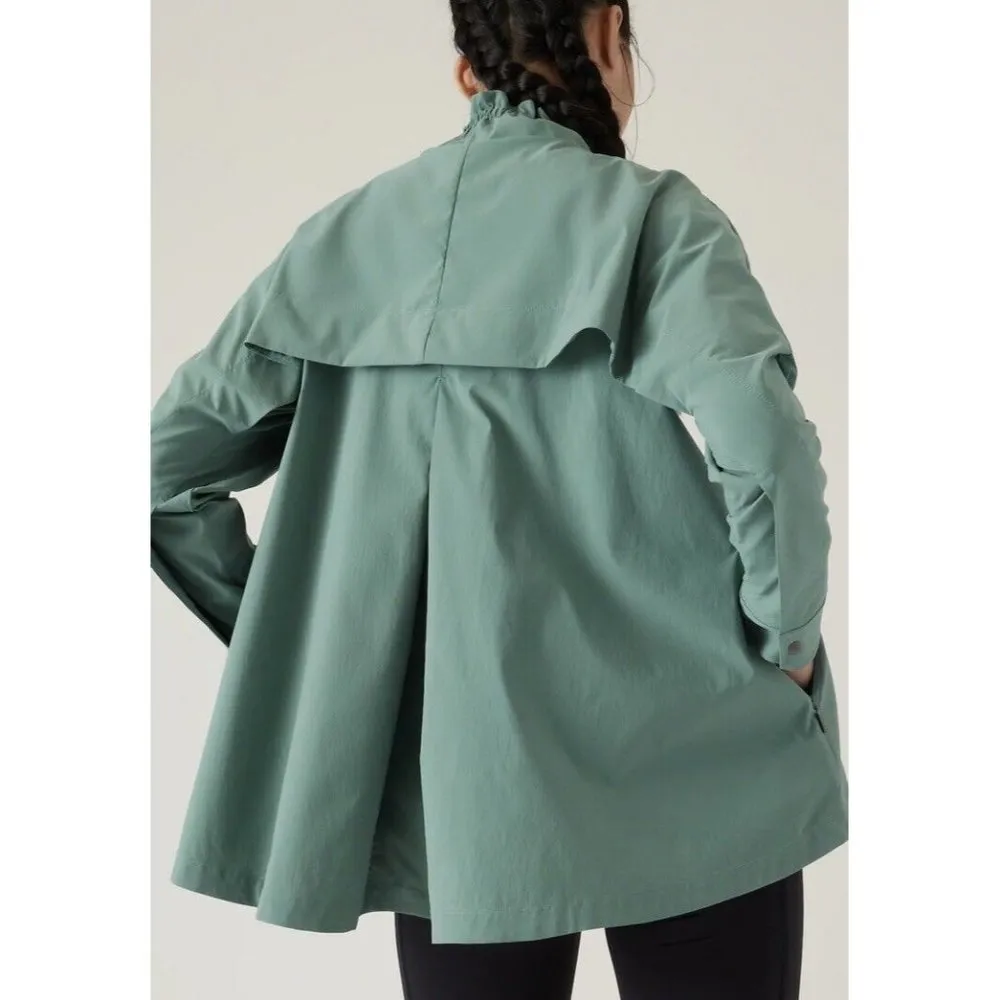 NEW Athleta S Advantage Poplin Top Small Teal Breathable Zip Pockets Ventilation - Image 2