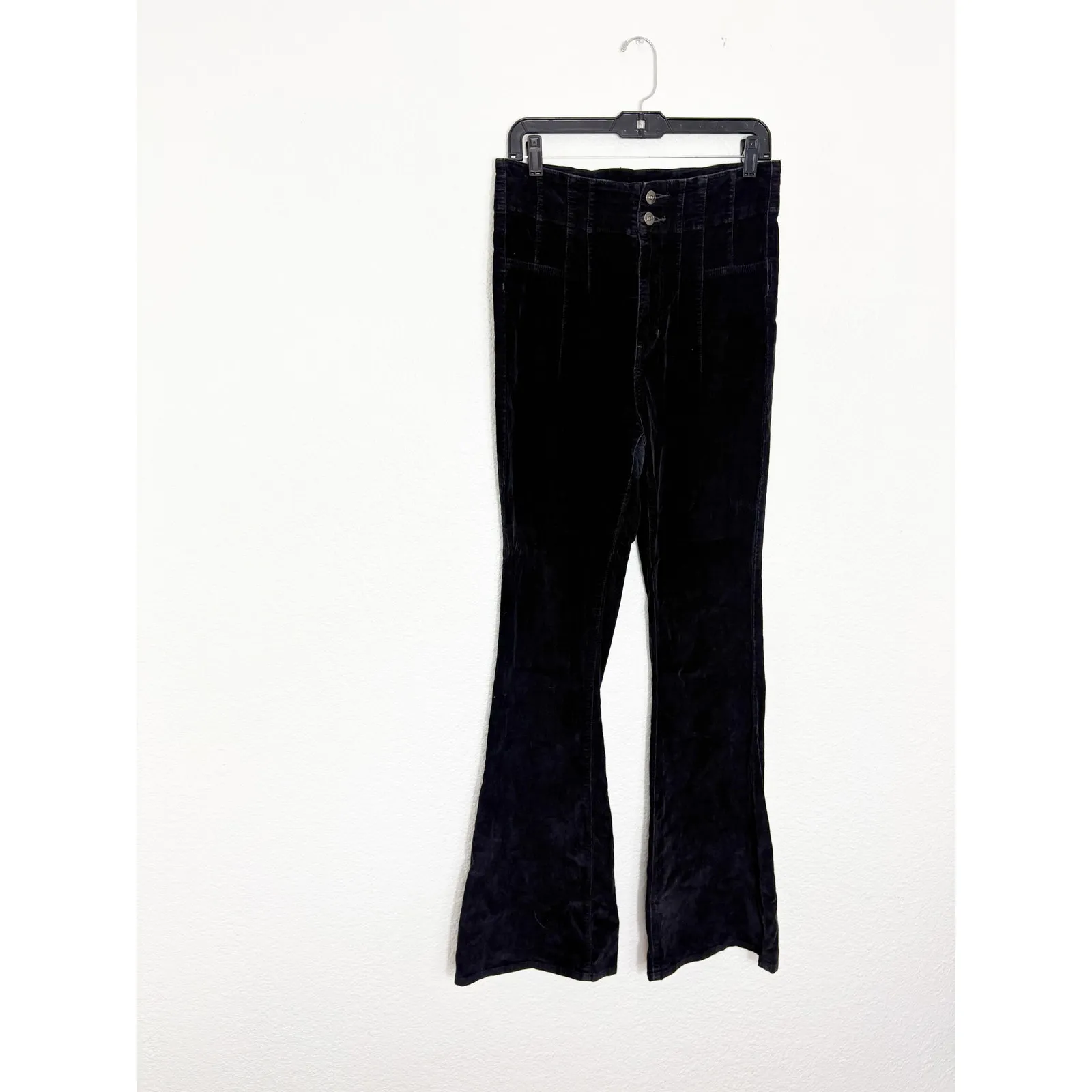 Free People Jayde Cord Flare Pants Size 29 Black Stretch Hi Rise 70s Bohemian - Image 4