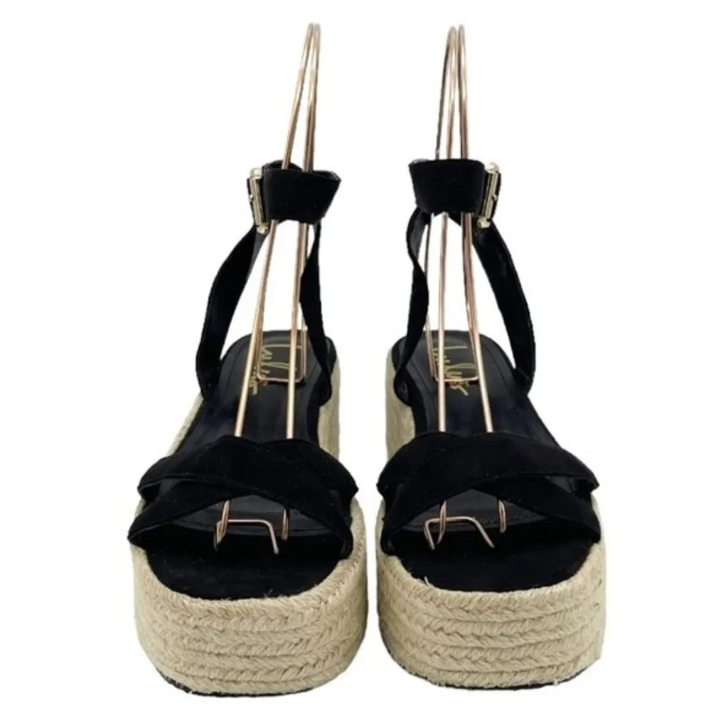 Lulus Cobi Black Faux Suede Espadrille Platform Sandals Size 8.5 Flatform Shoes - Image 9