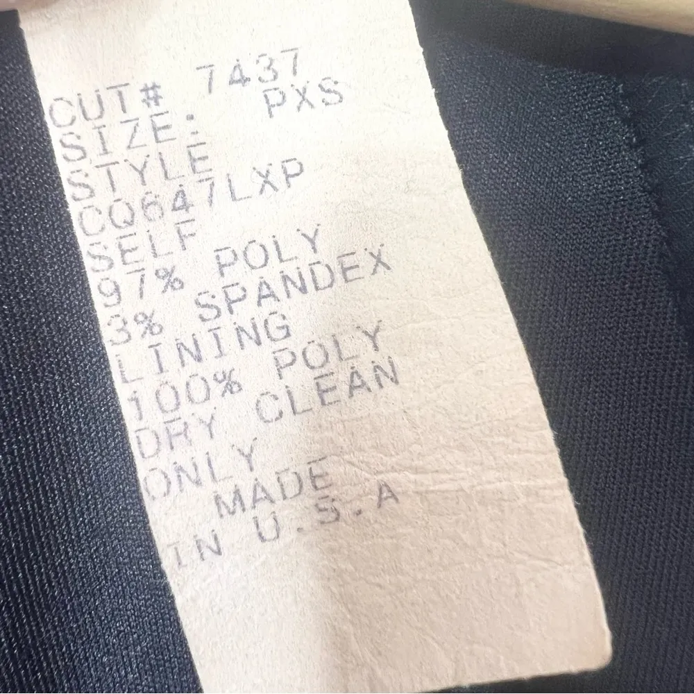 Tadashi Shoji Vintage Black Ruched Long Sleeve Evening Gown Size Petite Small - Image 8