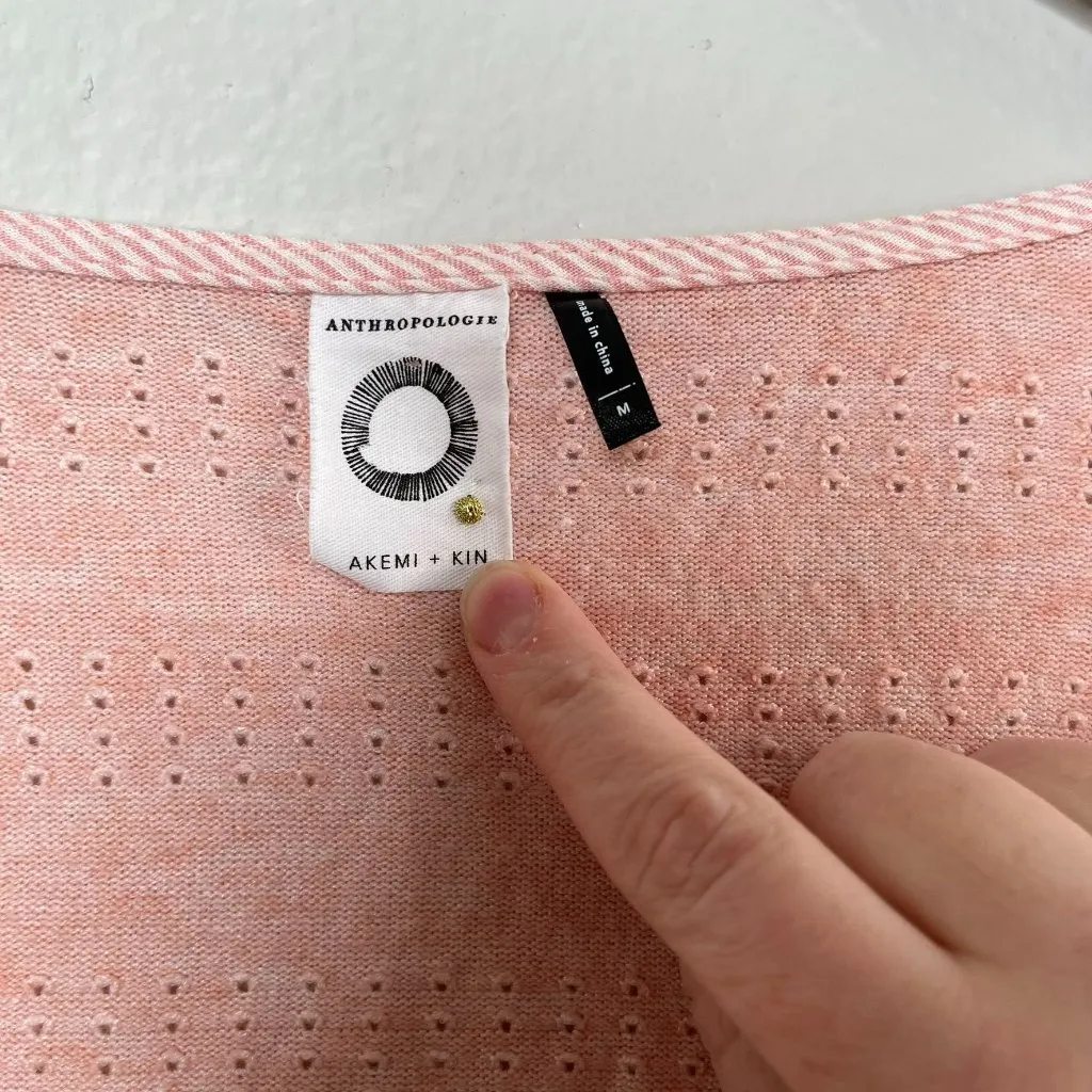 Anthropologie Akemi + Kin Pink Knit scoop neck Sweater Medium 3/4 Sleeve - Image 9