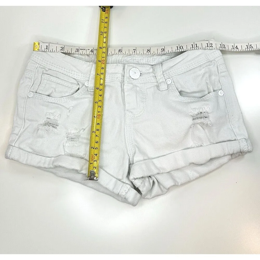 VANILLA STAR Jean Shorts Junior Teens Sz 1 White Distressed Cuffed Denim Frayed - Image 7