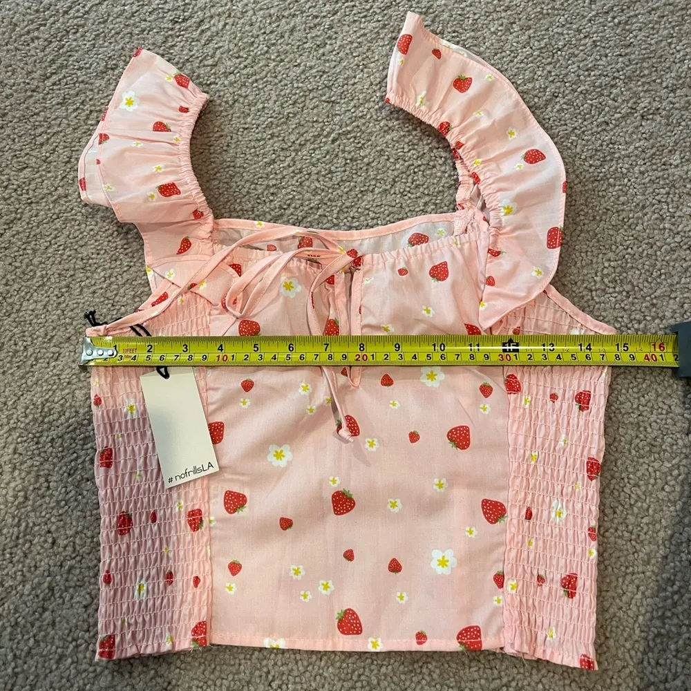 NO FRILLS Junior Strawberry Crop Tank Top Pink Size undefined - Image 3