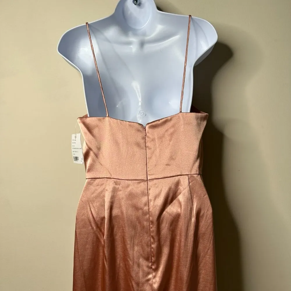 After Six Faux Wrap Midi Dress with Draped Tulip Skirt Desert Rose Size 6 NEW - Image 8