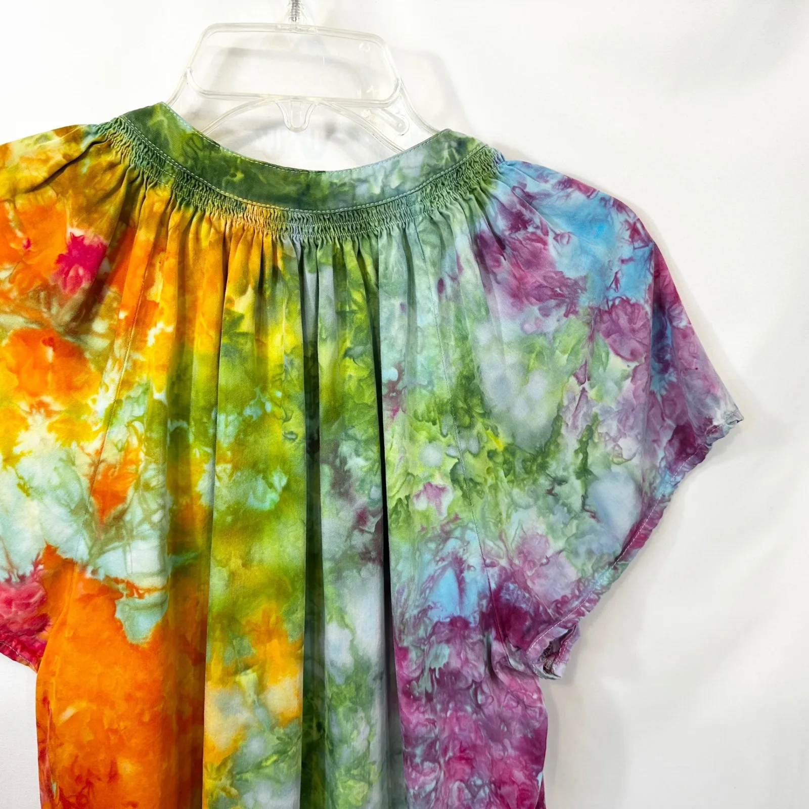 Velvet Heart Large Top Handmade Tie‎ Dye Short Sleeve Rainbow Festival Boho 1739 - Image 8