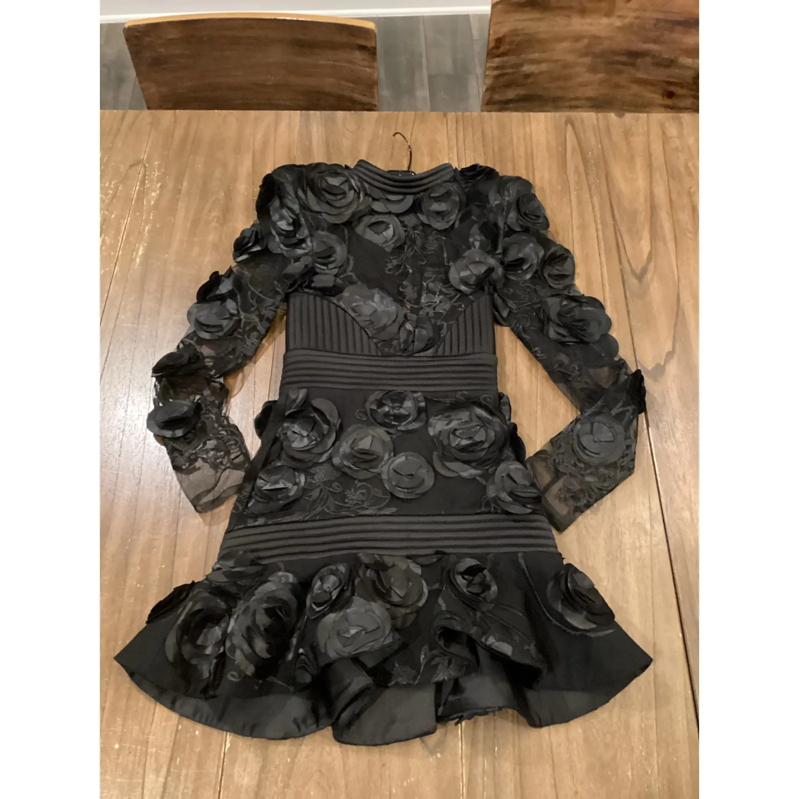 Zhivago THE VENDETTA Embellished Floral Mesh Minidress black size 2 - Image 8