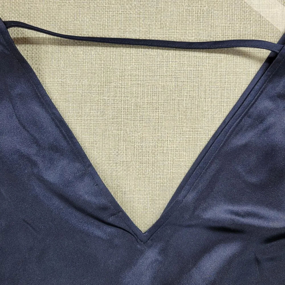 Pleione Womens Blouse S Navy Blue Satin Front Twist V-Neck Kimono 3/4 Sleeve - Image 11