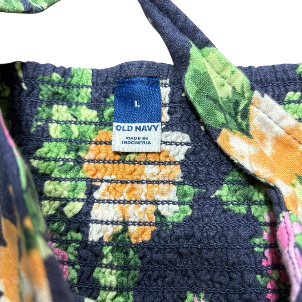 Old Navy Fit and Flare Linen Blend Midi Dress Floral Womens Large New With Tags - Image 9