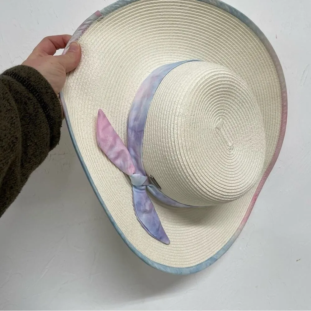 Sun and Sand Headwear White Wide Rim Sun Hat SPF 50 Purple Ribbon Beach - Image 3