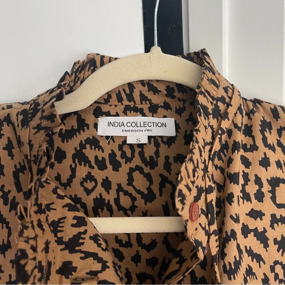 INDIA COLLECTION BY EMERSON FRY Leopard Emmaline Blouse button down top Brown - Image 3