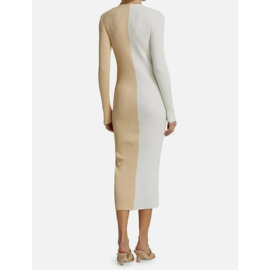 STAUD Women's Shoko Beige Ivory Rib Knit Sweater Dress Size XS NEW NWOT - Image 3