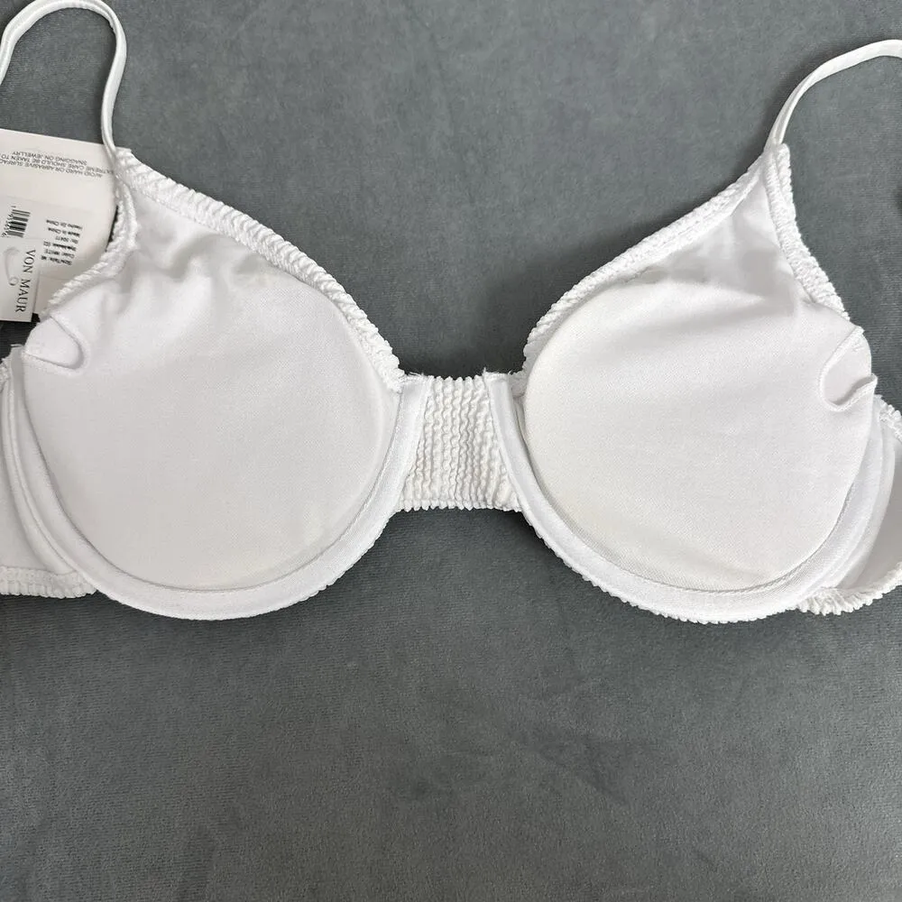 New Cyn & Luca Bikini Top White Pucker Ribbed Size Medium Underwire Bra Juniors - Image 5