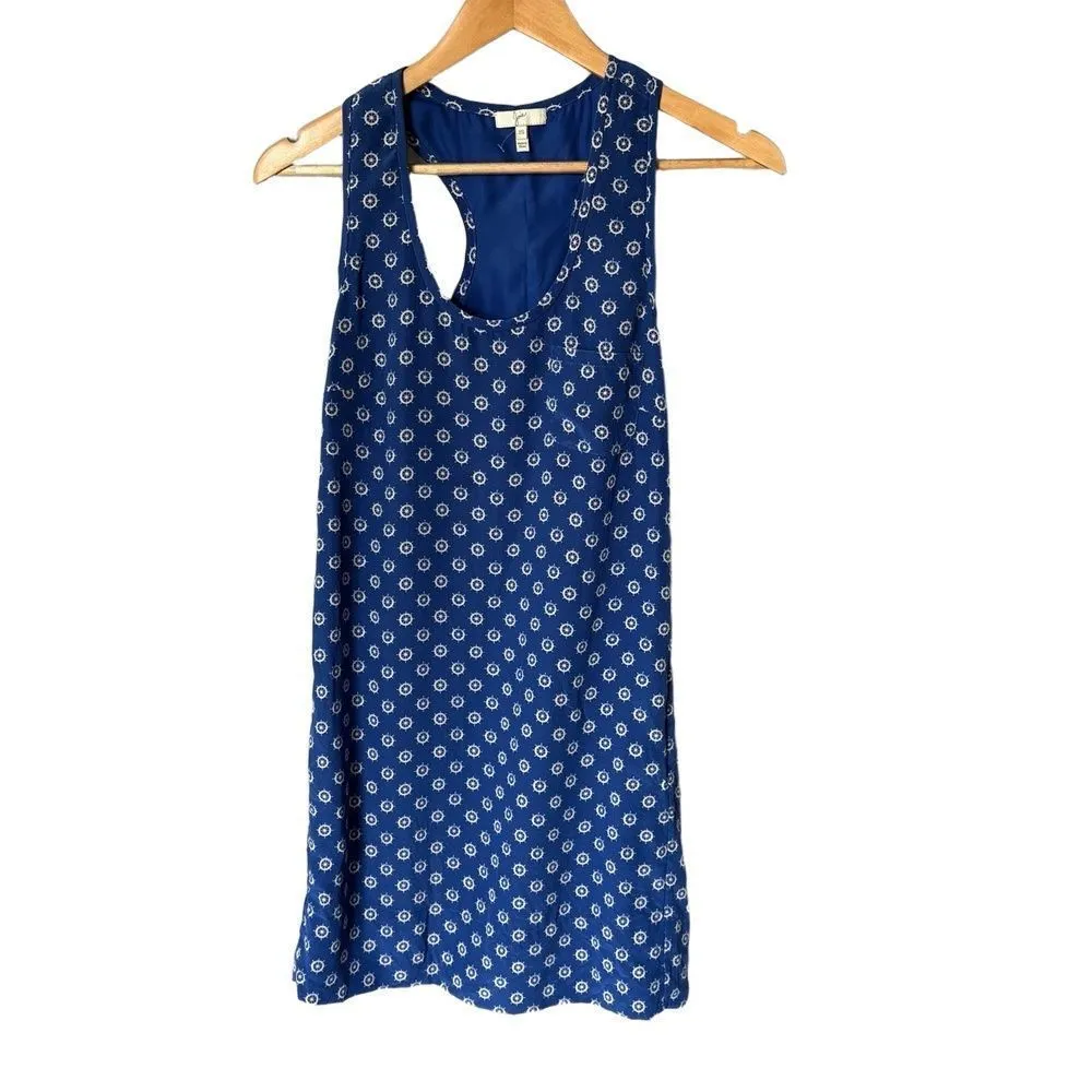Joie Dress Size XS Silk Blue Sleeveless Patterned Scoop Neck Nautical - Image 3
