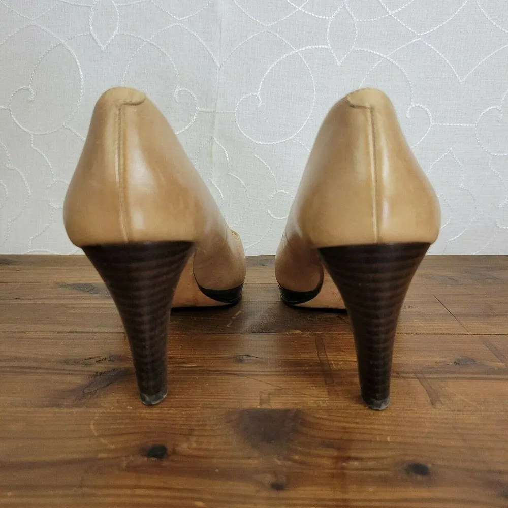 Cole Haan Womens Shoes Size 7.5 Nude Classic Leather High Heels Slip-On Pumps - Image 4