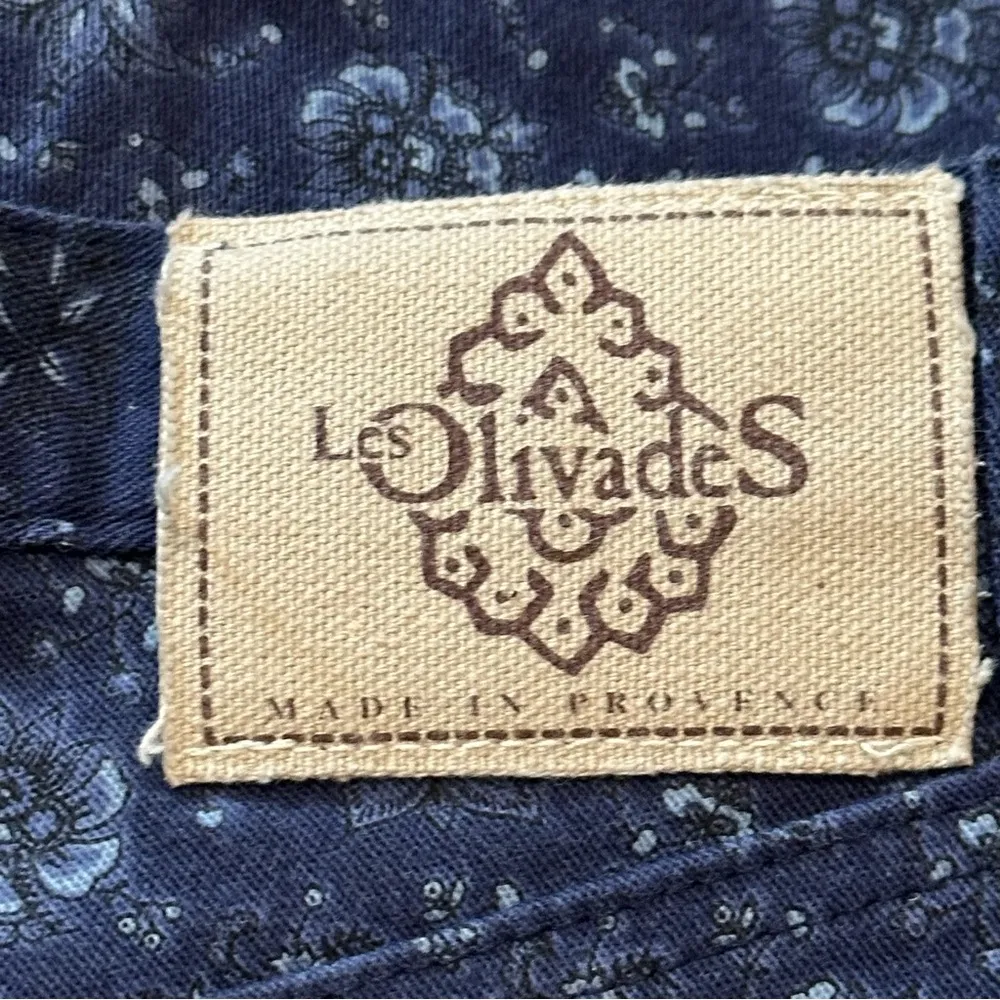 Les Olivades Women’s Size 38 S Monogram Block Print Blue Patterned Pants - Image 4