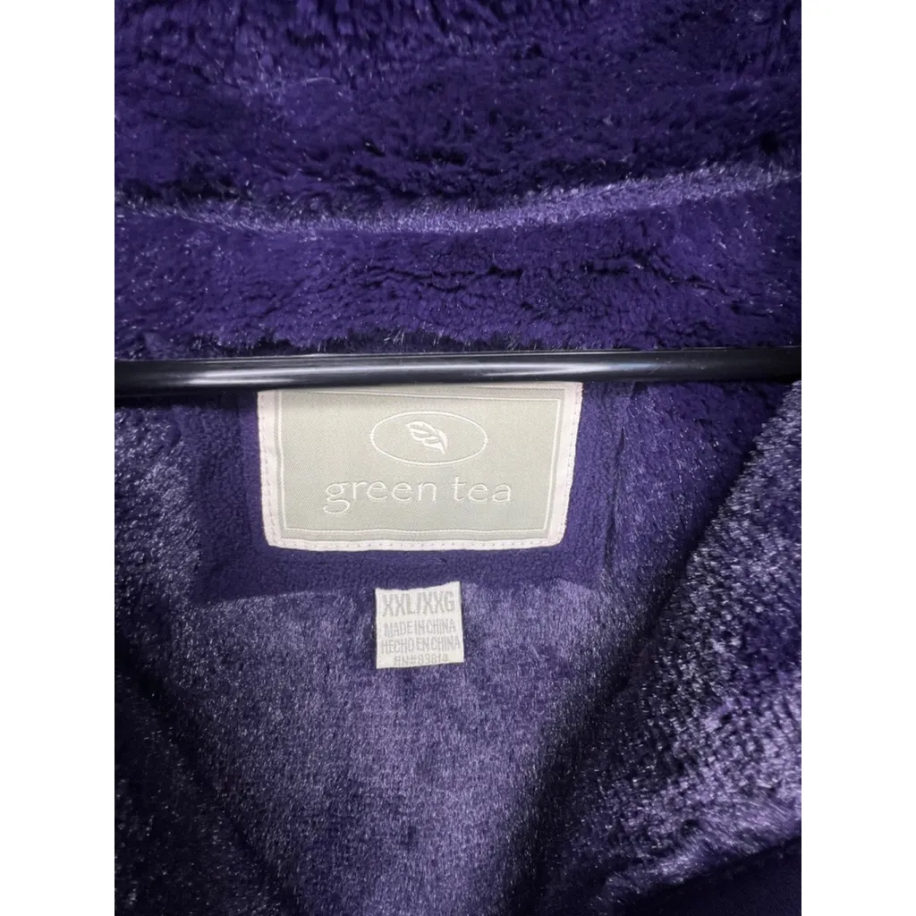 Green Tea Purple Full Zip Up Coat With Faux Fur Trim And Lining Size XXL - Image 3