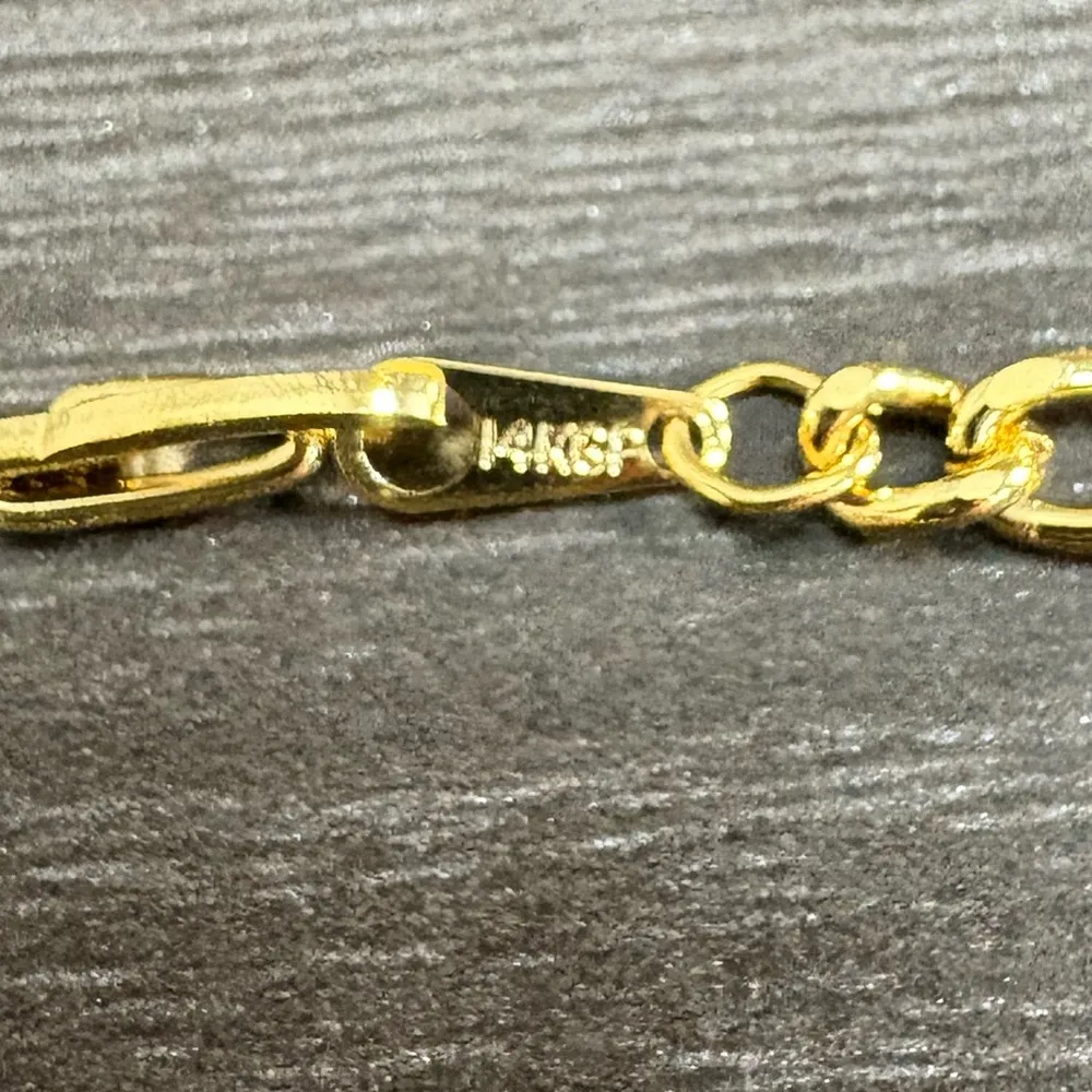 14K Gold Plated Figaro Link Chain Bracelet - Image 2