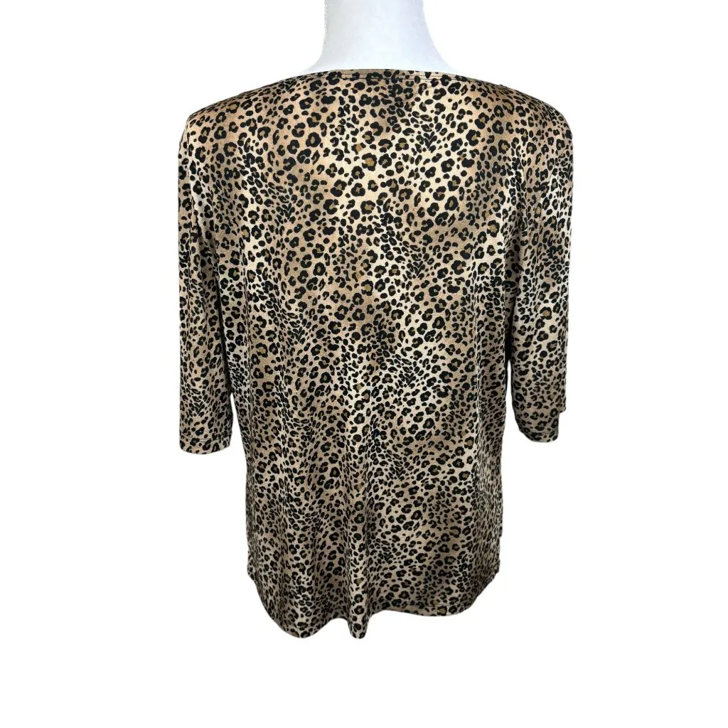 AGB Byer California leopard blouse, size Large, silky, dressy, party, animal - Image 3