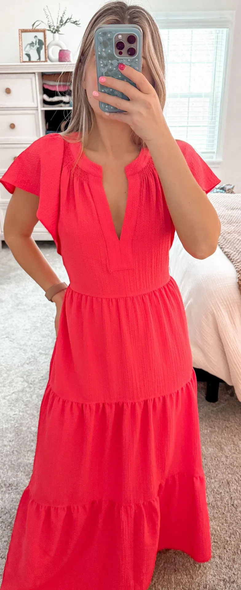 Bright Coral Maxi Dress  - Image 3