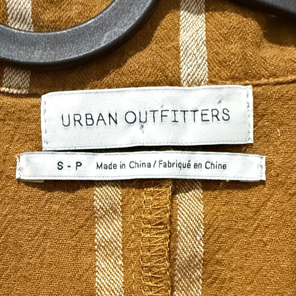 Urban Outfitters Mustard Yellow Striped Short Sleeve Jumpsuit Size S - Image 4