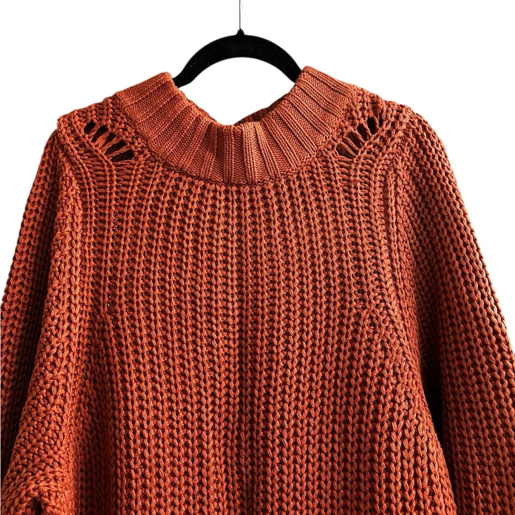 dRA Chunky Knit Sweater Pullover Oversized Boho Grunge Fall Rust Size Small Orange - Image 4