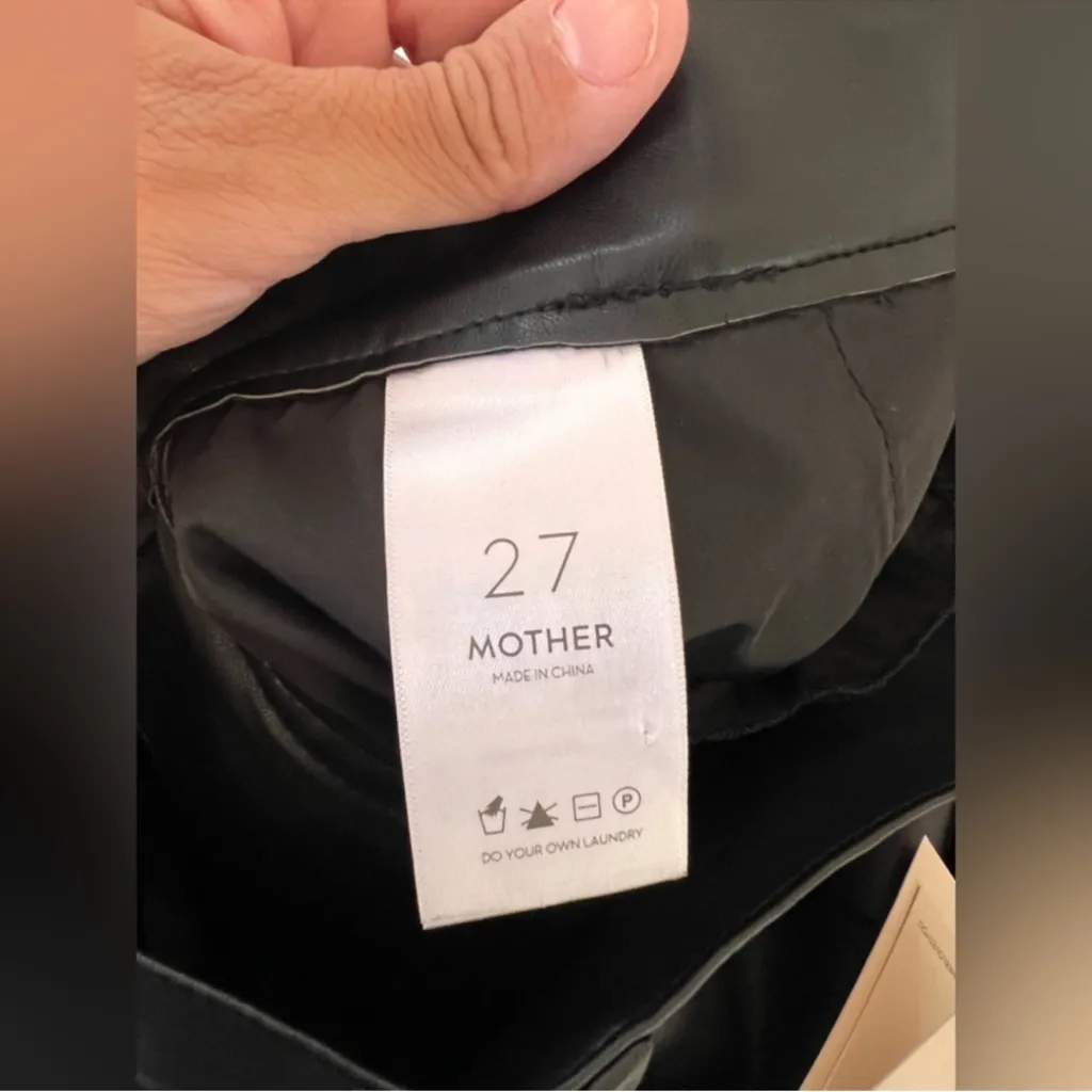 MOTHER NWT High Waist Tunnel Vision Pleated Wide Leg Faux Leather Pants Size 27 Black - Image 10