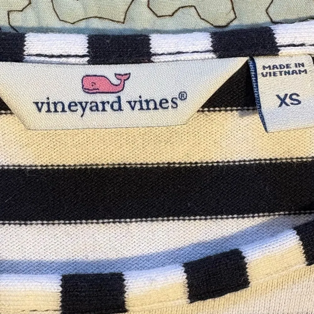 VINEYARD VINES Long-Sleeve Cotton Striped Navy/White Dress in Deep Bay Sz XS - Image 9