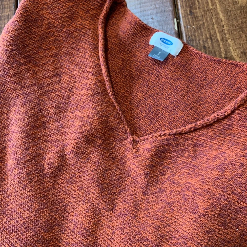 🍍 Old Navy Knit Autumn Orange V-Neck Sweater size S - Image 5
