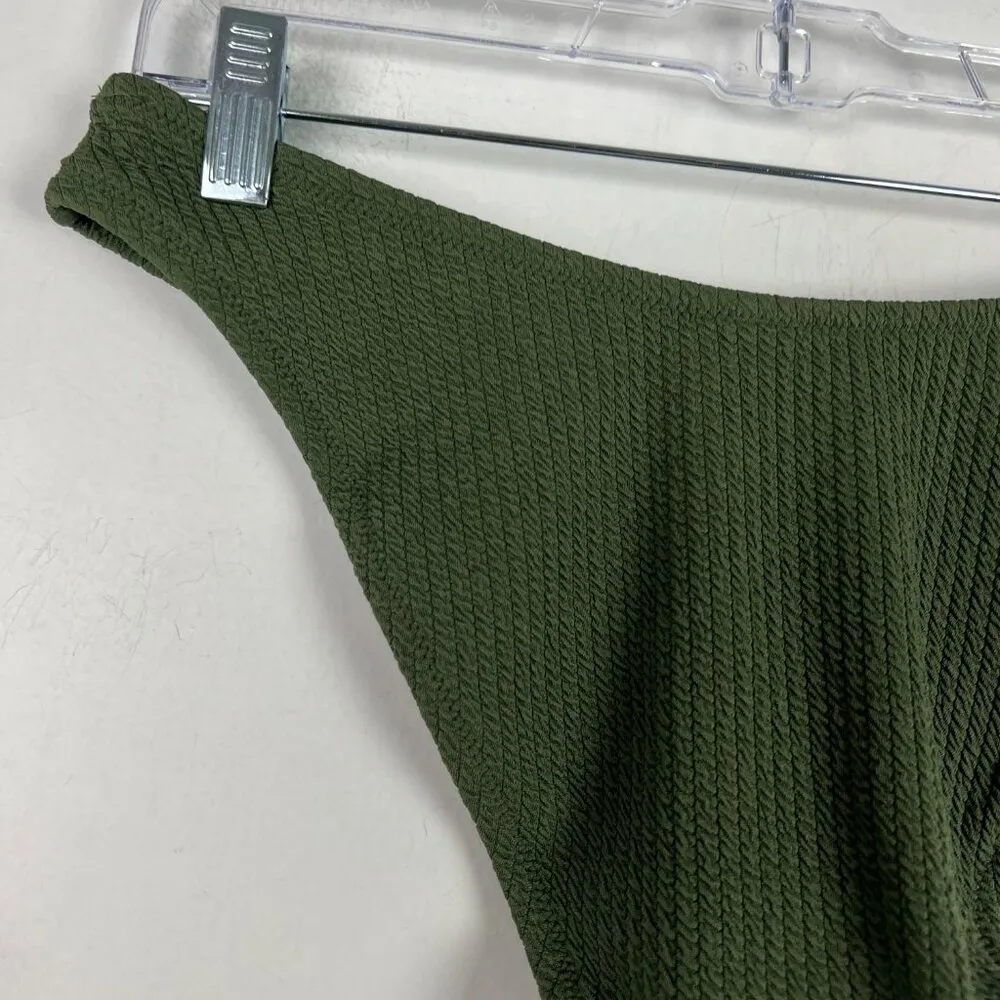 NWT J. Crew Textured Curved Waist Cheeky Bikini Bottom Green Size Medium M NEW - Image 10