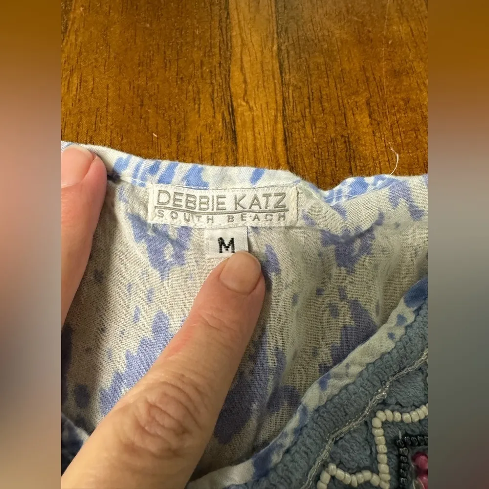 Debbie Katz South Beach Resortwear Kaftan Cover Up Size Medium Ikat Tassels Boho - Image 6