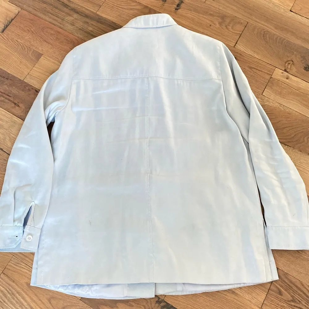 Horst Basler Baby Blue Suede Button Shirt Top Size Large - Image 4