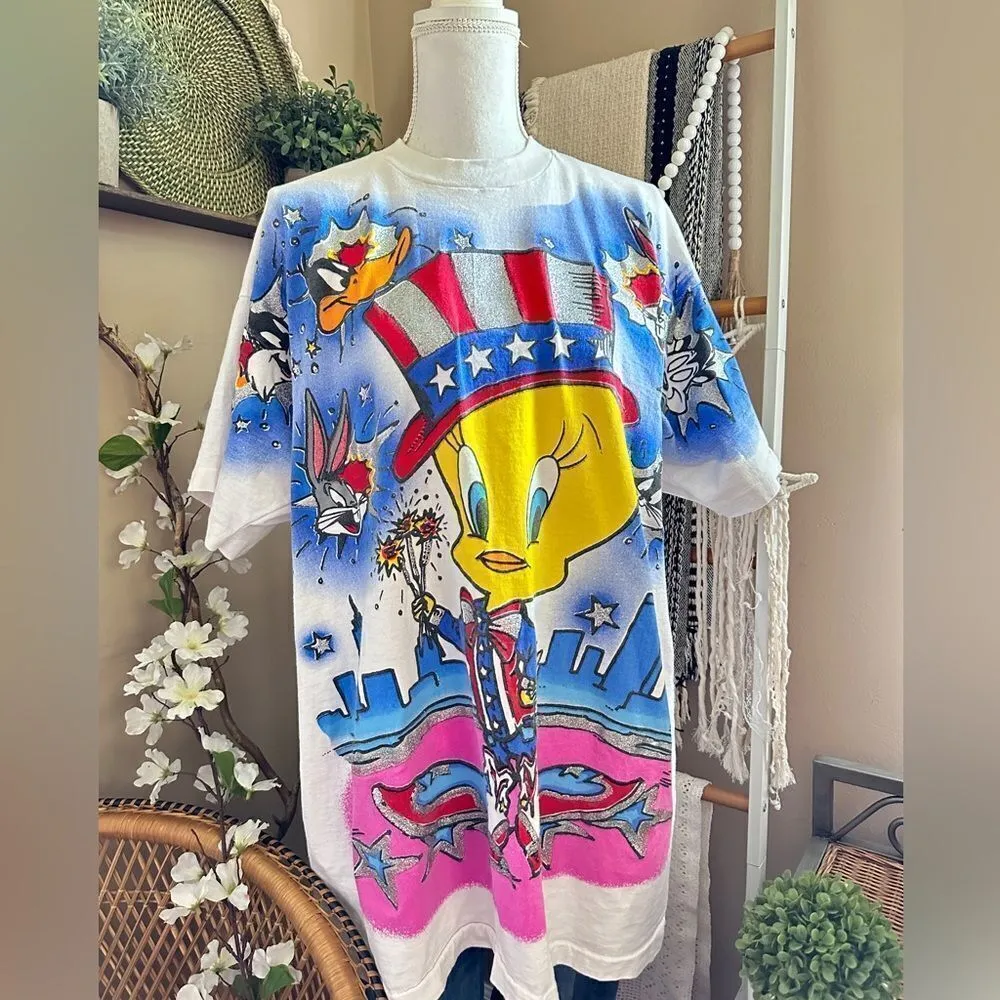 Vintage Looney Tunes Tweety Bird 90s Oversized Graphic T Shirt Size 2X - Image 11