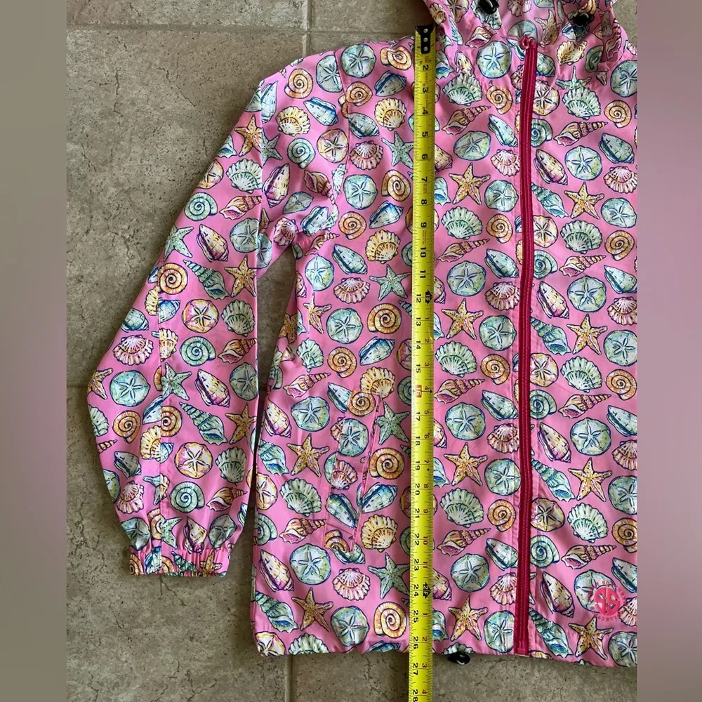 Simply Southern Large Beach Shell Full Zip Hooded Pink Rain Jacket  Windbreaker - Image 5